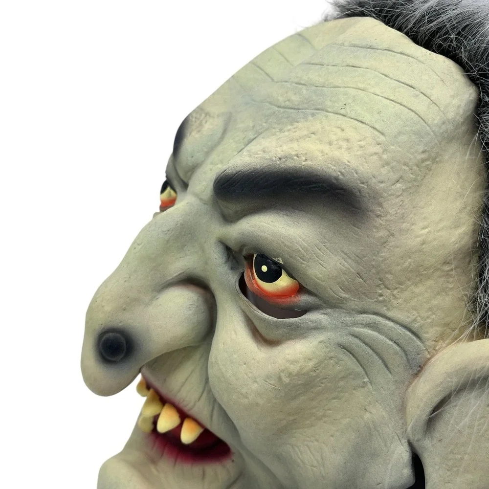 Vintage 1999 Paper Magic Group Latex Mask Ghoul Gray Hair Yellow Teeth Halloween